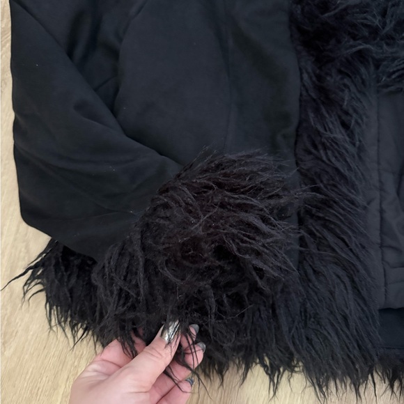 NWT Size 18 M Black City Chic Indie Jacket Fake Fur Outline & Sleeves - Picture 7 of 16